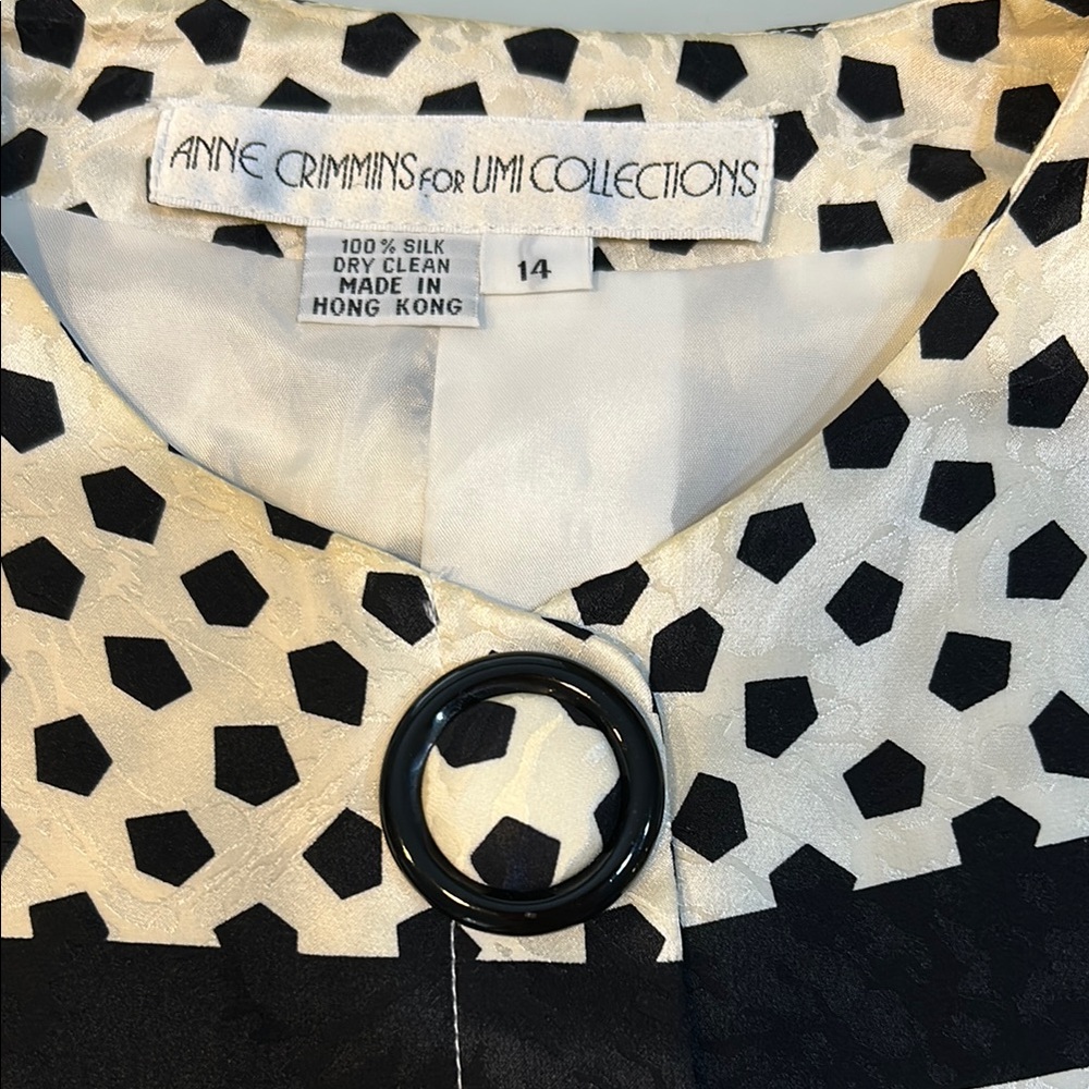 Vintage post modern 1980s silk top Anne Crimmins  for Umi Collections color pop - Picture 3 of 11